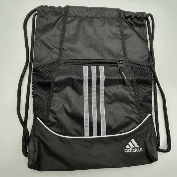 ADIDAS Alliance Sackpack White Black Drawstring Bag Mesh Pockets NEW No Tags - Picture 1 of 8